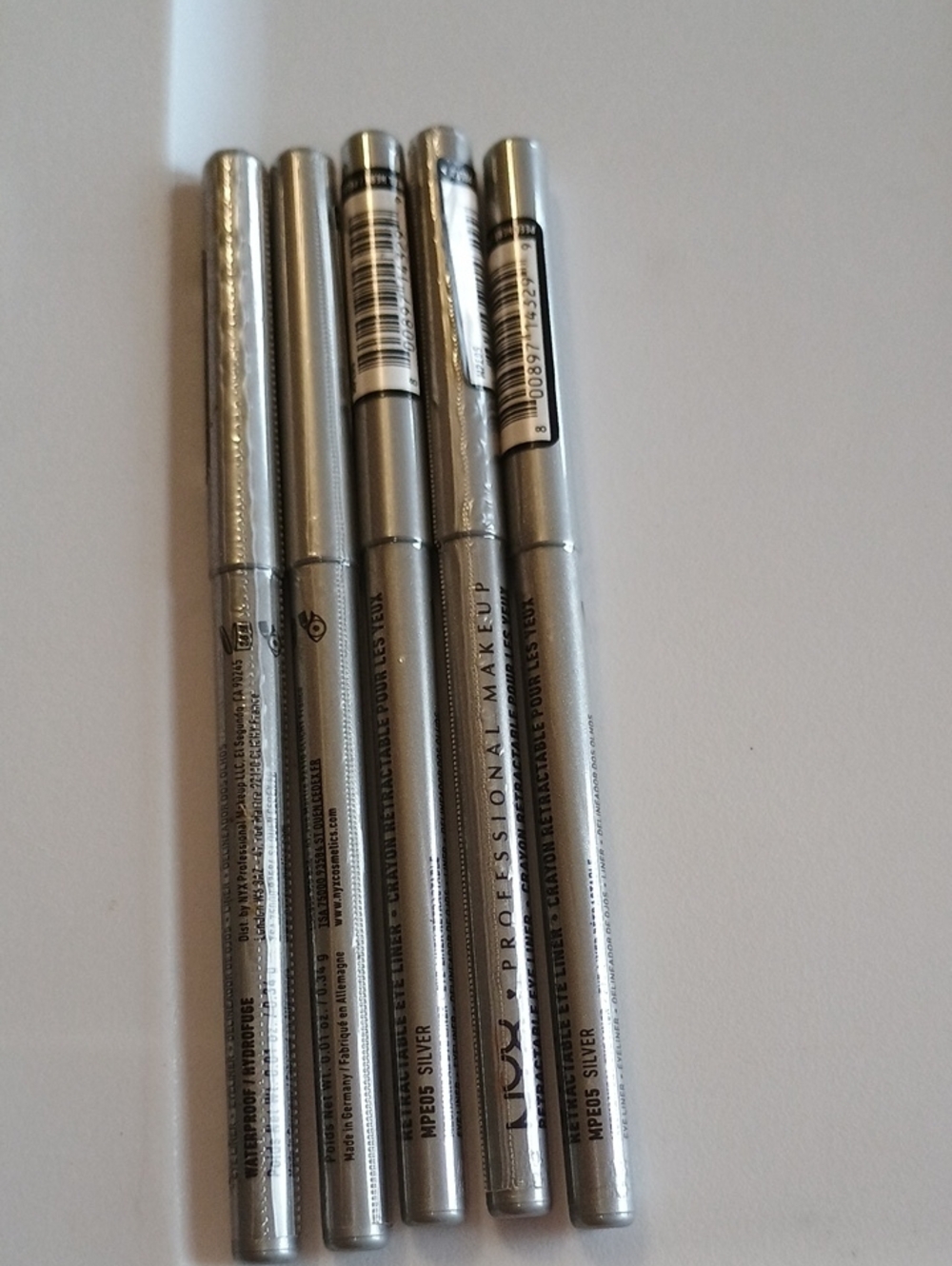 5 X NYX Professional Makeup Retractable Eye Liner, Waterproof, Silver - Picture 3 of 5